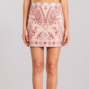 NWT Embroidered Boutique Mini Skirt (Blush)